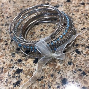 Bangle stack with turquoise beading!